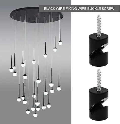 Create idea 5 Set Decentralizzatore Filo Nero Con Viti Tubo Di Espansione Cavo A Parete Soffitto Decentralizzatore Gancio A V Cavo Fissaggio Clip In Plastica Per Lampade Lampadari - Honorern