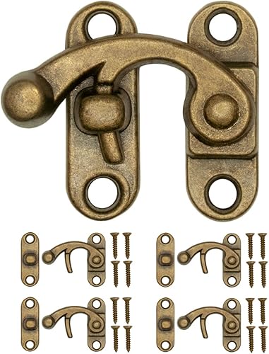 FUXXER® 4 chiusure antiche, ganci di chiusura, design in ferro color bronzo, per scatole di vino stile rustico vintage, design solido, 32 x 27 mm, set di 4 - Honorern