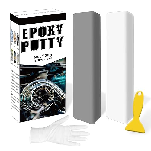 Stucco epossidico, 200 g, stucco epossidico in 2 parti, plastica e vetro, ceramica per riparazione e incollaggio rapido, resistente al calore e impermeabile (grigio) - Honorern