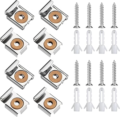 2 set (8 pezzi) di Supporto per Specchio da Parete, Ganci per Specchio a Muro, Clip Specchio per Appendere Oggetti Incorniciati, Immagini, Specchi - Honorern