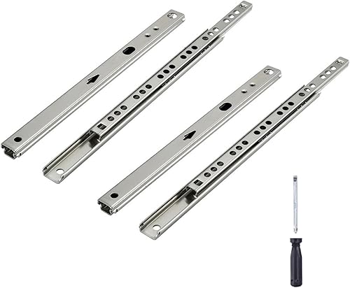 Guide Scorrevoli Chiusura Morbida,Binari Cassetti,Guida Cassetti,2 Paia Cassetti Ammortizzate Guide con Cuscinetti Sfera Guide Telescopiche Guida-Binario con Cuscinetti a Rulli Cassetti Accessori - Honorern