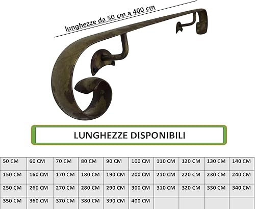 Corrimano in Ferro Battuto Modello Napoli | Lunghezze da 50 a 400 cm | per uso interno ed esterno | fai da te (Bronzo Anticato, 140 cm) - Honorern