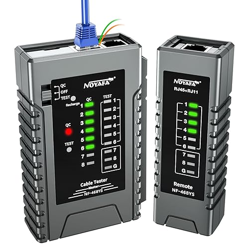 NOYAFA Tester di rete, RJ45, tester per cavi di rete QC LAN per RJ45, RJ11, RJ12, tester di continuità del cavo Ethernet, CAT3 CAT5 CAT6, tester per cavi POE - Honorern