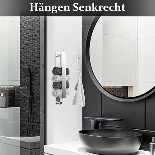 vewicokop Porta Asciugamani Bagno, 304 Porta Asciugamani da Parete in Acciaio Inox, Porta Asciugamani Bagno Adesivo Autoadesivo 40CM e Ganci Adesivi Adatto per Bagno e Cucina, Argento - Honorern