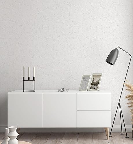 Carta da parati bianca effetto intonaco, moderna, per camera da letto o soggiorno, 10,05 x 0,53 m, made in Germany - Honorern