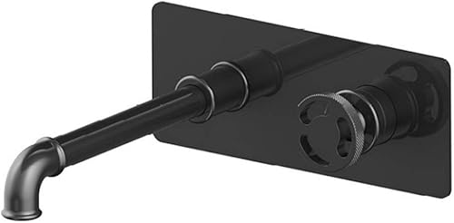 Rubinetto Miscelatore Lavabo, Bagno Rubinetto Montato a Parete, Retro Ottone Stile Industriale Steampunk Aspetto Creativo volantino Doppie Rubinetti Caldi e Freddi,B - Honorern