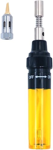 Penna per Saldatore a Gas Ricaricabile Senza Fili Torcia a Gas butano per Strumento di Riparazione PC elettronico 8ML (Giallo) - Honorern