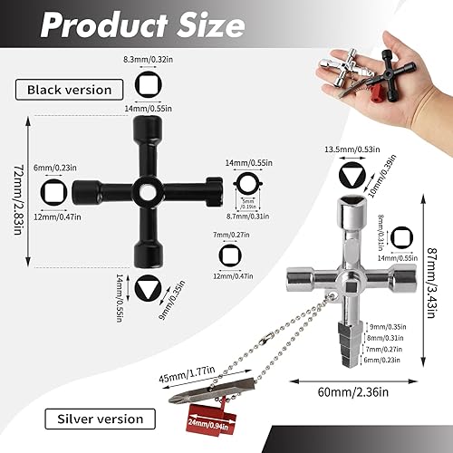 Chiave Quadrata Contatore, 2 Pcs Chiave Universale per Contatori Multifunzione per Quadro Elettrico, Acqua, Cassetta Gas Armadio Utenze, Armadi Contatori Elettrici - Honorern