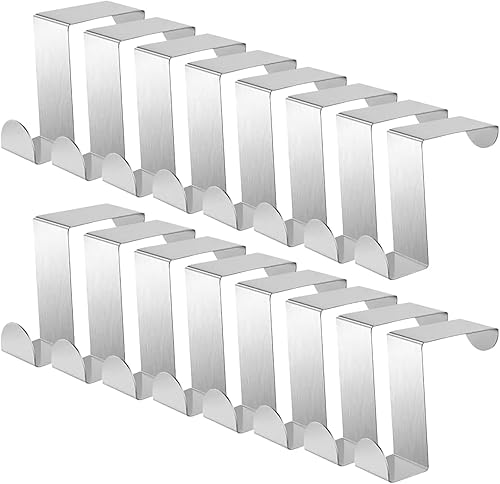 Ganci per Porta, 16 Pezzi Ganci Appendiabiti Acciaio Inossidabile Ganci Cassetti Reversibili per Ante Standard Guardaroba e Armario - Honorern