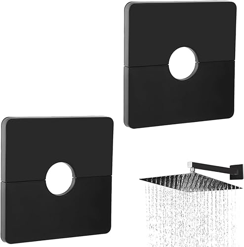 NHQ 2 Pezzi Flangia Divisa da Parete 33mm Coperture Foro da Parete,Quadrate,Autoadesive,Copri Foro Muro,in Plastica ABS,Copertura Decorativa per Tubi,Per Rubinetti,Tubi,Tubi Del Radiatore(Nero) - Honorern