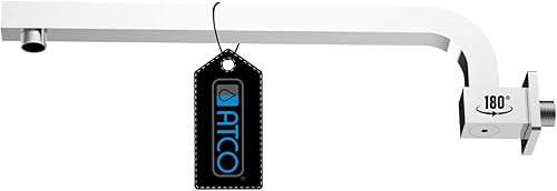 Braccio doccia CORNER girevole a 180°, soffione doccia a soffitto, per bagno, in ottone cromato, AG 1/2' x AG 1/2', lunghezza 425 mm - Honorern