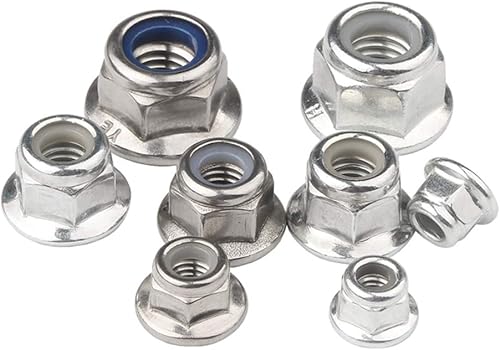 Viti Dadi Flangiati - Chiodi Dado Esagonale Flangia Acciaio Inox Nylon Autobloccante Dado con Rondella M4 M5 M6 M8 M10 M12 - Honorern