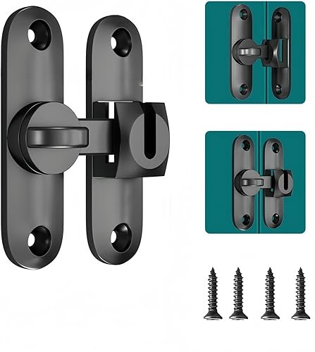 Flycppo Serratura Porta Catenaccio,SerrAatura Porta Scorrevole 90/180 Gradi,Con Viti,Chiusura per Serratura in Lega Zinco Universali per Porte,Finestre,Giardino(Nero) - Honorern
