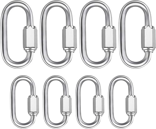 8pcs 304 In Acciaio Inox Collegamenti Rapidi M6 M4 Blocco Moschettone Clip Rapido Catena Connettori Heavy Duty D Forma di Blocco Clip Arrampicata Gancio - Honorern