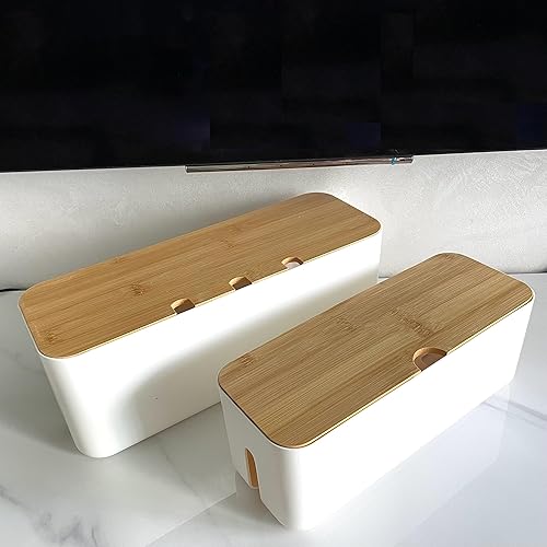 Scatola Organizer per Cavi, 2 Pezzi, Bianco, 36 cm x 13 cm - Honorern