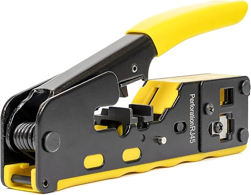 PNI Pinza SR7, per tagliare, spellare cavi e crimpare spine RJ12, RJ45 CAT5, CAT6, CAT7 - Honorern