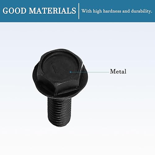 M6x17mm Sinistra Mano Filettatura Vite x 4pz Esagonale Testa Flangia Bulloni per Senso Orario Macchine Corsa, Nere - Honorern