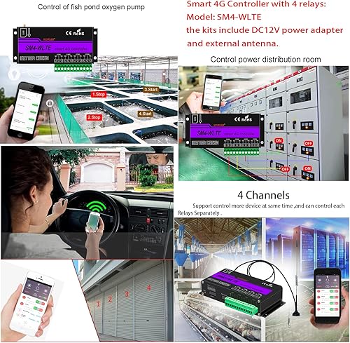 Modulo di controllo intelligente GSM wireless 4G SM4-WLTE Full Netcom 4G Telecomando 4G Telefono Allarme SMS Connessione ingresso Pompa acqua anteriore e posteriore Interruttore intelligente - Honorern