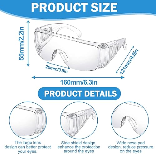 Occhiali A Mascherina, Regolabili, Leggeri E Antiappannamento Per Lavori Chimici Scientifici Di Laboratorio Resistenti Ai Graffi, Infermieri, Bianco - Honorern