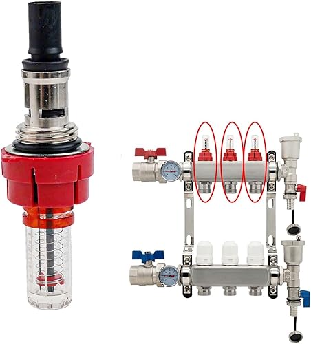 Misuratore di portata del collettore di riscaldamento a pavimento per ottimizzare la distribuzione del calore, compatibile con sistemi G1/2 G3/8 (1/2) - Honorern