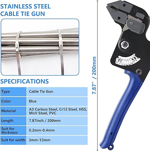 100 Pezzi Fascette Metalliche Stringitubo und Pistola per Fascette per Cavi 300mm Fascette Metalliche Pinza Fascette Metalliche Strumento Serraggio per Avvolgimento in Metallo Legare Cavi - Honorern