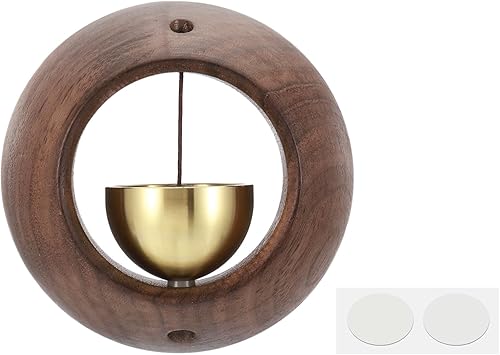 Campanello Negozianti, Campanello Porta Legno con Campanelli Appesi Magnetici Metallo Adesivo per Apertura Porta Attività Commerciali Ingresso Decorazione, Marrone, Rotondo - Honorern