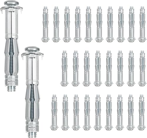 30 tasselli per cavità, M8 x 65 mm, zincati, tasselli per pareti cave, tasselli di espansione con vite, tasselli autofilettanti in cartongesso, per fissaggio in cartongesso - Honorern