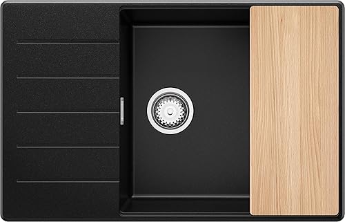 Lavello da Cucina Bianco 78x50cm, Lavandino da Cucina a 1 vasca + Sifone Classico + Tagliere, Lavabo da Cucina Incasso al mobile 60cm - Copenhagen Top di Primagran - Honorern