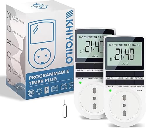 Presa Temporizzata, Set of 2, Presa Programmabile Digitale con Timer, Modalità Casuale Antifurto e Conto alla Rovescia Nuova Versione 18 Programmi, Risparmio di Energia - Honorern