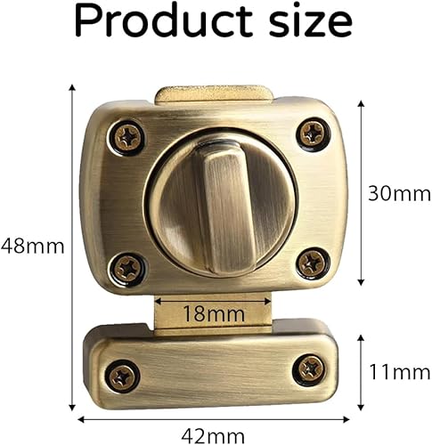 WUMZIRA 1 chiavistello per porta, antifurto,Chiavistello per Porta in Legno, serratura interna, serratura aggiuntiva per il bagno, serratura antica,con Viti per Porte D'ingresso, Colore Bronzo - Honorern