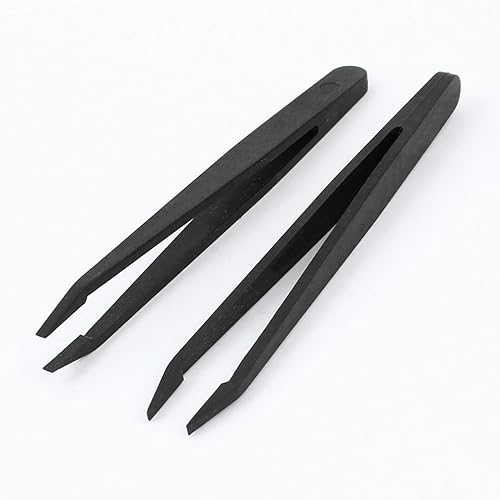 Hobby utensile precisione in plastica nera punta 2,6 mm pinzette antistatiche 2pz - Honorern