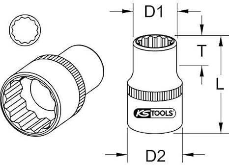 KS Tools 917.1364 1/2' Bussola p.viti poligonali,26mm - Honorern