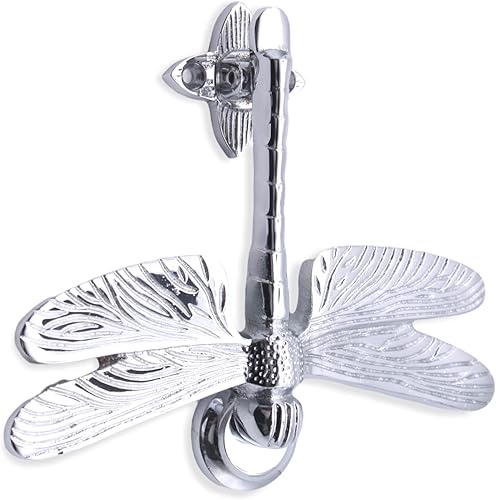 Battente per porta d'ingresso in ottone massiccio con libellula in cromo lucido - Honorern