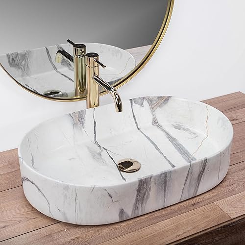 Lavabo da Appoggio Nadia 60 Sand Lavandino bagno 600 x 380 x 130 mm Ceramica (bianco) - Honorern