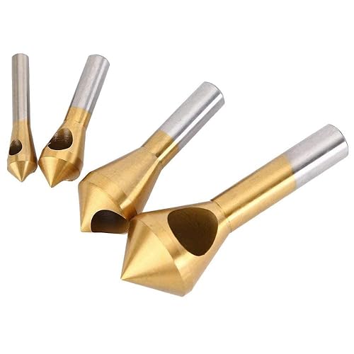 Fixinus Set di 4 punte per svasatura conica HSS, svasatura a 90° in titanio, per legno, metallo, ferro, plastica, alluminio - Honorern