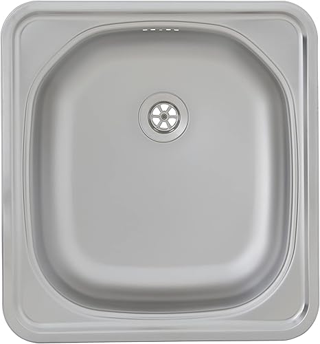 Respekta Dallas Lavello in Acciaio Inox/Lavello da Incasso 1 Vasca in 86 x 50 cm/Lavello in Acciaio Inox adatto per basi da 50 cm di larghezza - Honorern