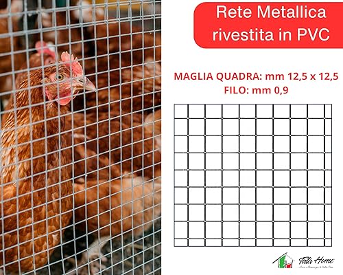 Rete Metallica Plastificata Verde Elettrosaldata Per Recinzioni Maglia Piccola Quadra 12,5x12,5 mm. per Voliere Gabbie Uccelli Orti e Giardino h. 100 cm. x 25 metri - Honorern