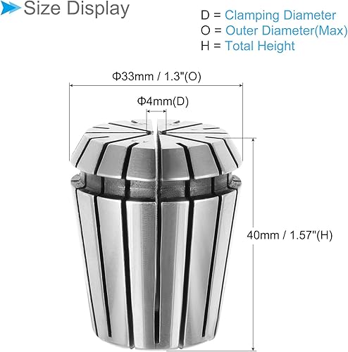 Mandrino a Pinze a Molla, Pinze a Molla Er-32 con Diametro Serraggio di 4mm, Pratica Rimozione Mandrino Acciaio Carbonio 65Mn - (Applicazioni: per Macchine da Incisione Cnc) - Honorern