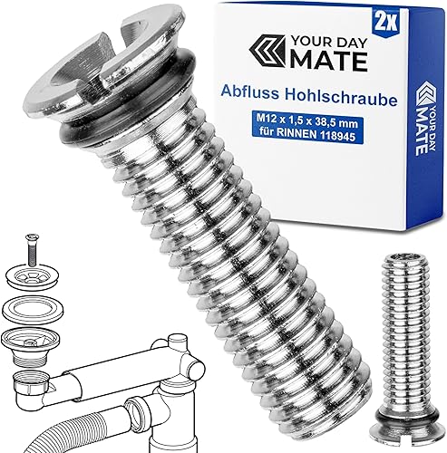 Bullone a strappo per valvola superiore, M12 x 1,5 x 38,5 mm, 2 pezzi, compatibile con il set di scarico IKEA RINNEN, ricambio per l'articolo 118945, in ottone, filettatura fine - Honorern