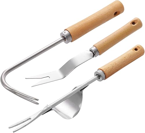 Strumento Per Diserbo In 3 Pezzi, Sarchiatore Per Radici Profonde, Set Di Attrezzi Da Giardino, Disegnatore Con Manico In Legno, Gancio Per Denti Per Diserbo, Strumento Per Diserbo Manuale - Honorern