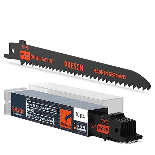 Lame per sega a gattuccio per legno 130 mm 10 pezzi - Taglio curvo 6-100 mm - Lame per legno, coltelli da cucina e altro. - Set di lame per sega con scatola - Honorern