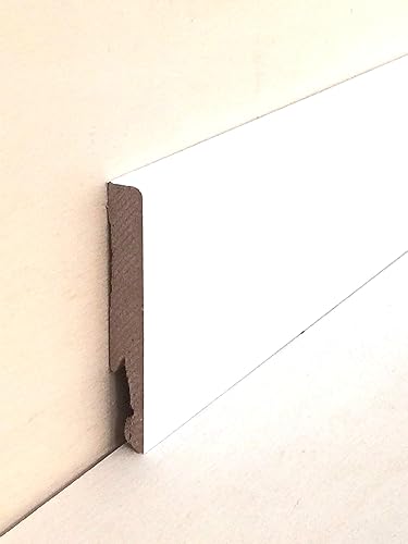 Battiscopa in mdf rivestito tonalità bianco mm.80x12x2400 pz. 5 (prezzo per ml. 12,00) - Honorern
