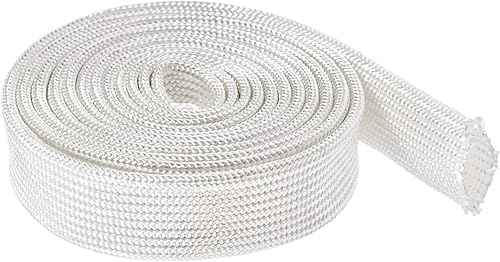 Fibra Vetro Manicotto Isolato Cavo Protezione Tubo [per Alte temperature Applicazioni] - 16.4Ft-5mm / Bianco - Honorern