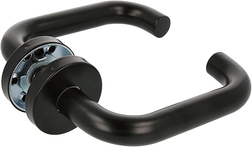 Amig - Set di maniglie con rosetta interna per porte | Mod. 3RX | Ø53 mm | Quadretto da 8 mm | Design elegante e semplice | Acciaio inossidabile nero - Honorern