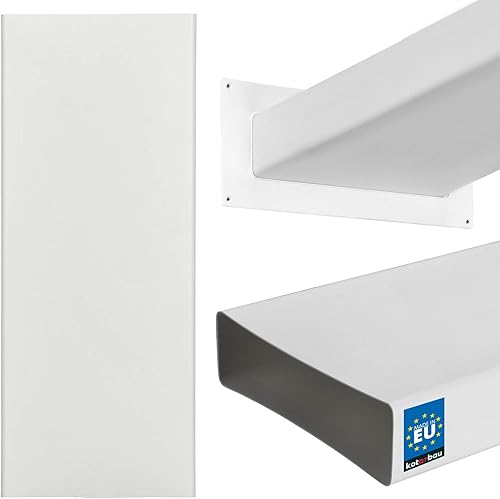 KOTARBAU® Canale Piatto 204x60 mm Condotto di Ventilazione in plastica Lunghezza 50 cm efficiente Sistema a Canale Piatto per Una Ventilazione ottimale Canale Piatto Condotto di Scarico Cappa Bianco - Honorern