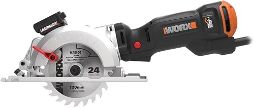 WORX - Sega circolare 800W- Worxsaw - Profondità di taglio fino a 43mm - ideale per legno, metallo, plastica, pietra - WX437 (fornita con accessori, guida e adattatore per aspirapolvere) - Honorern