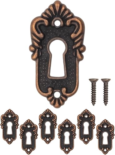 Set di 6 targhette antiche per chiavi e rosette, design vintage in rame - Honorern