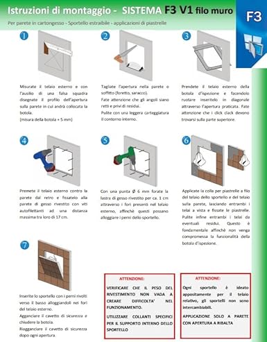 Botole di ispezione piastrellabili con misure standard con anta estraibile per strutture in cartongesso – Variante con staffe (60xh60) - Honorern