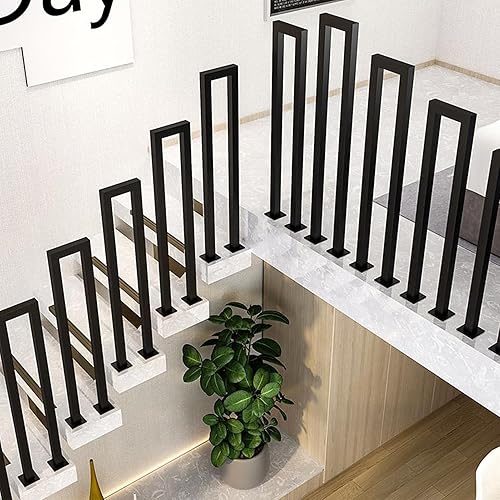 Ringhiera per Scale Interne, Parapetto Scala Interna, Corrimano per Scale forma di U, Ringhiera in ferro per Ville, Balconi, Corridoi Corrimano Ferro Battuto (Nero, 100cm) - Honorern