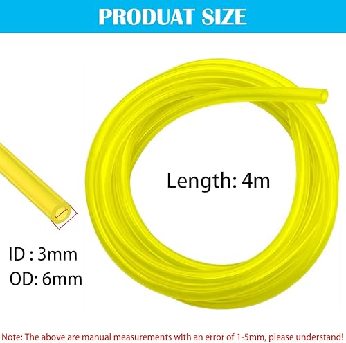 Tubo Benzina, 3x6mm, Universale per Tosaerba a Benzina, 4m, con Tagliatubi - Honorern
